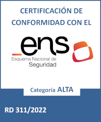 Certificación de conformidad con el Esquema Nacional de Seguridad - Categoría Alta - RD 3/2010